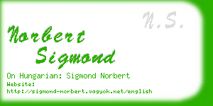 norbert sigmond business card